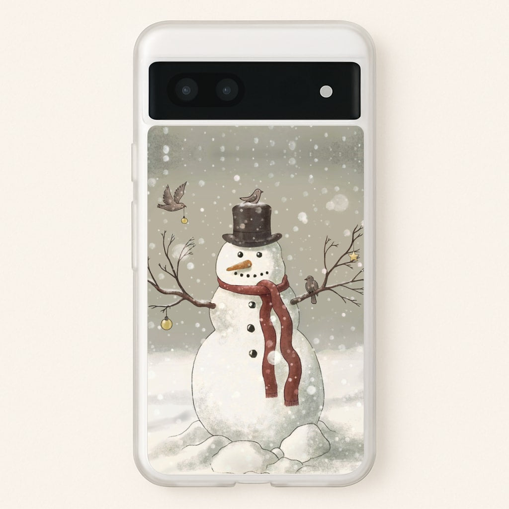 Christmas Snowman Drawing - Phone Case for Google Pixel 6a