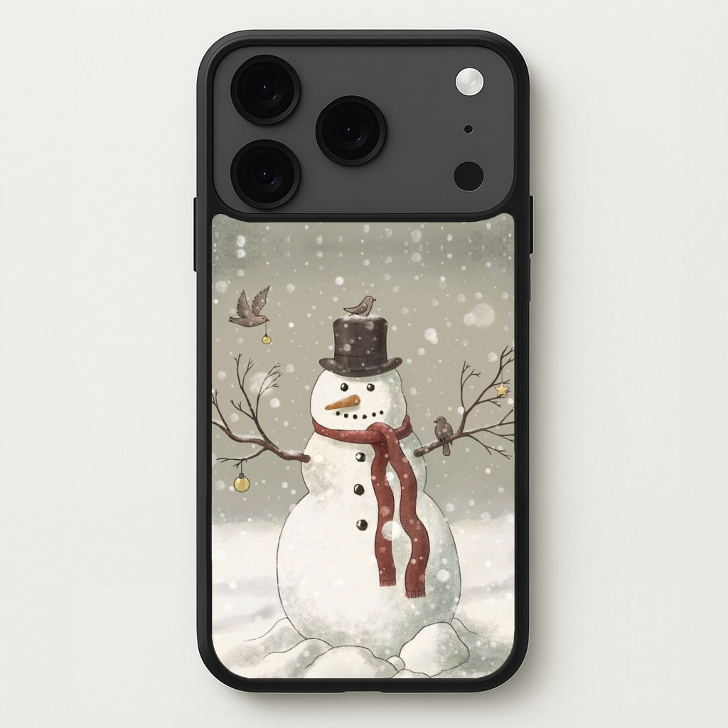 Christmas Snowman Drawing Phone Case for iPhone 17 Pro Max