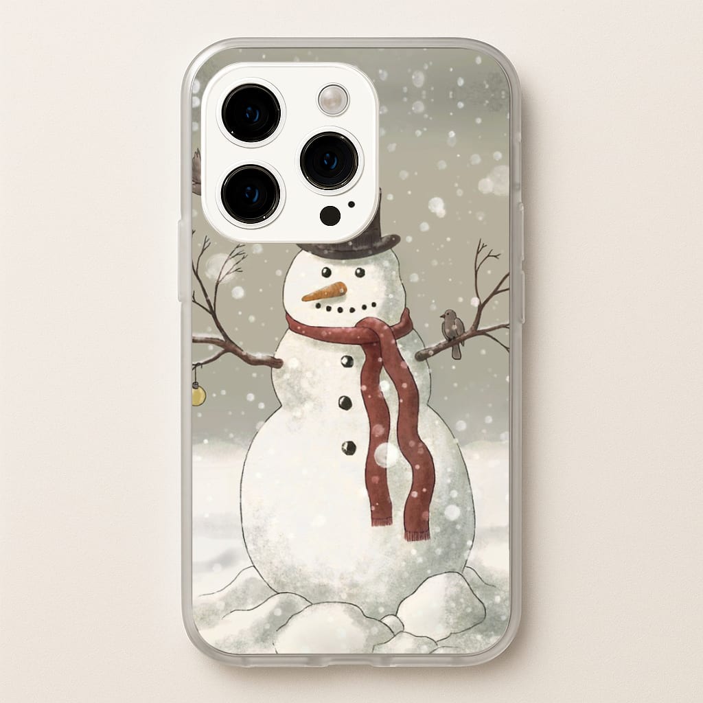 Christmas Snowman Drawing - Phone Case for iPhone 14 Pro