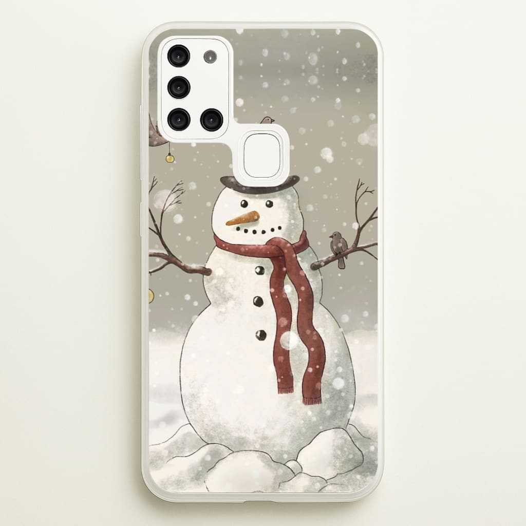 Christmas Snowman Drawing - Phone Case for Galaxy A21s