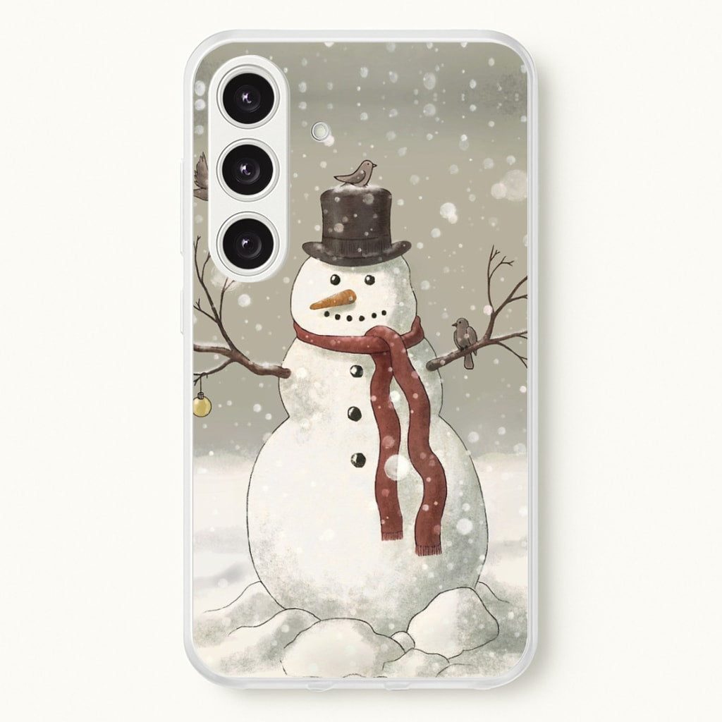 Christmas Snowman Drawing - Phone Case for Galaxy S24FE