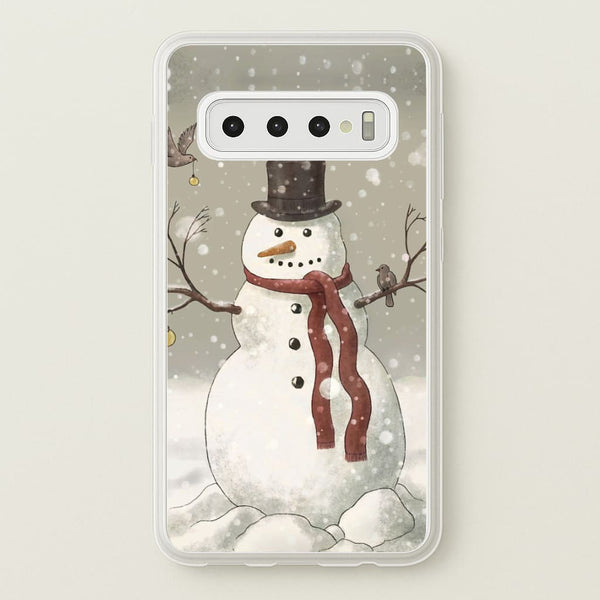 Christmas Snowman Drawing - Phone Case for Galaxy S10