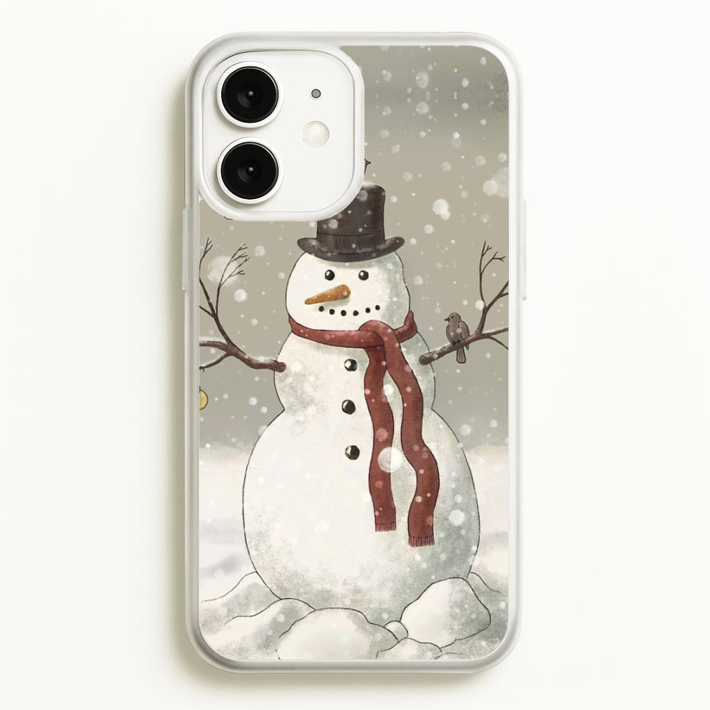 Christmas Snowman Drawing - Phone Case for iPhone 11