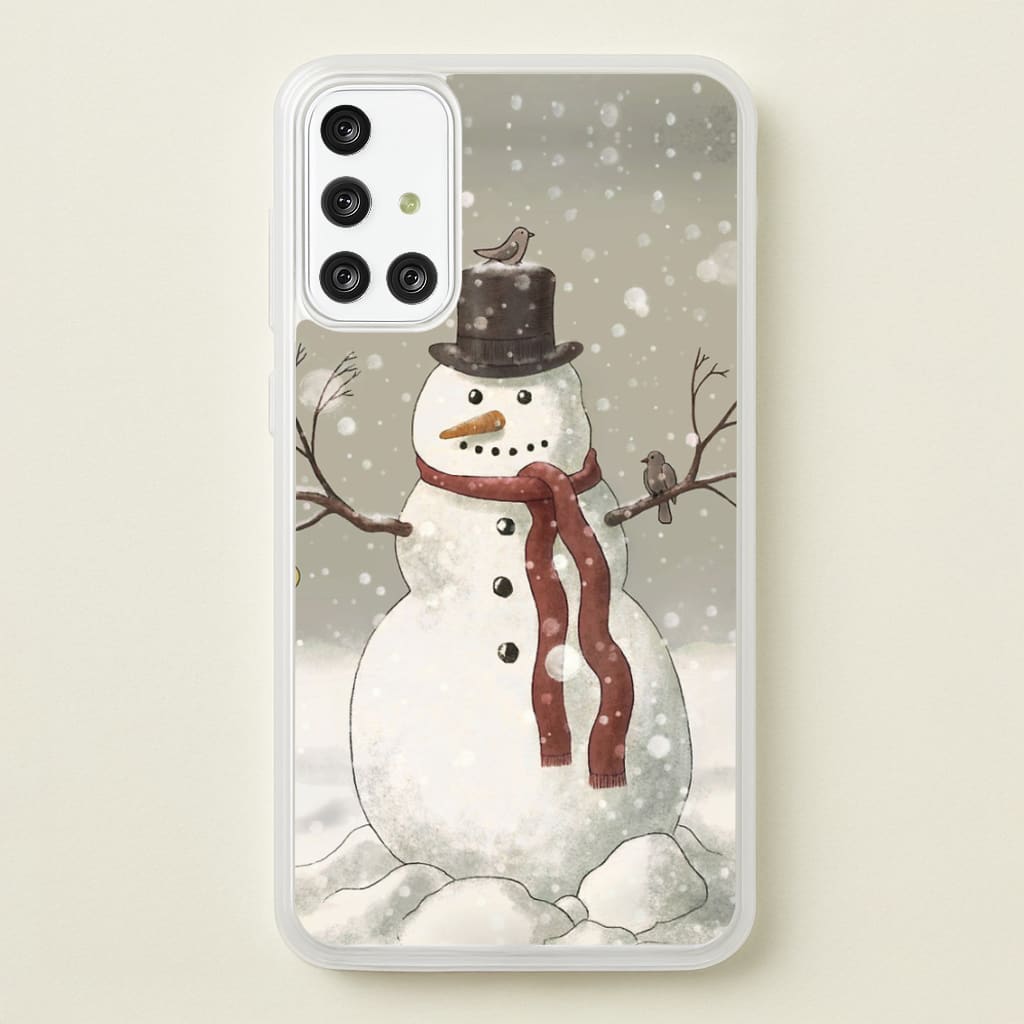 Christmas Snowman Drawing - Phone Case for Galaxy A71