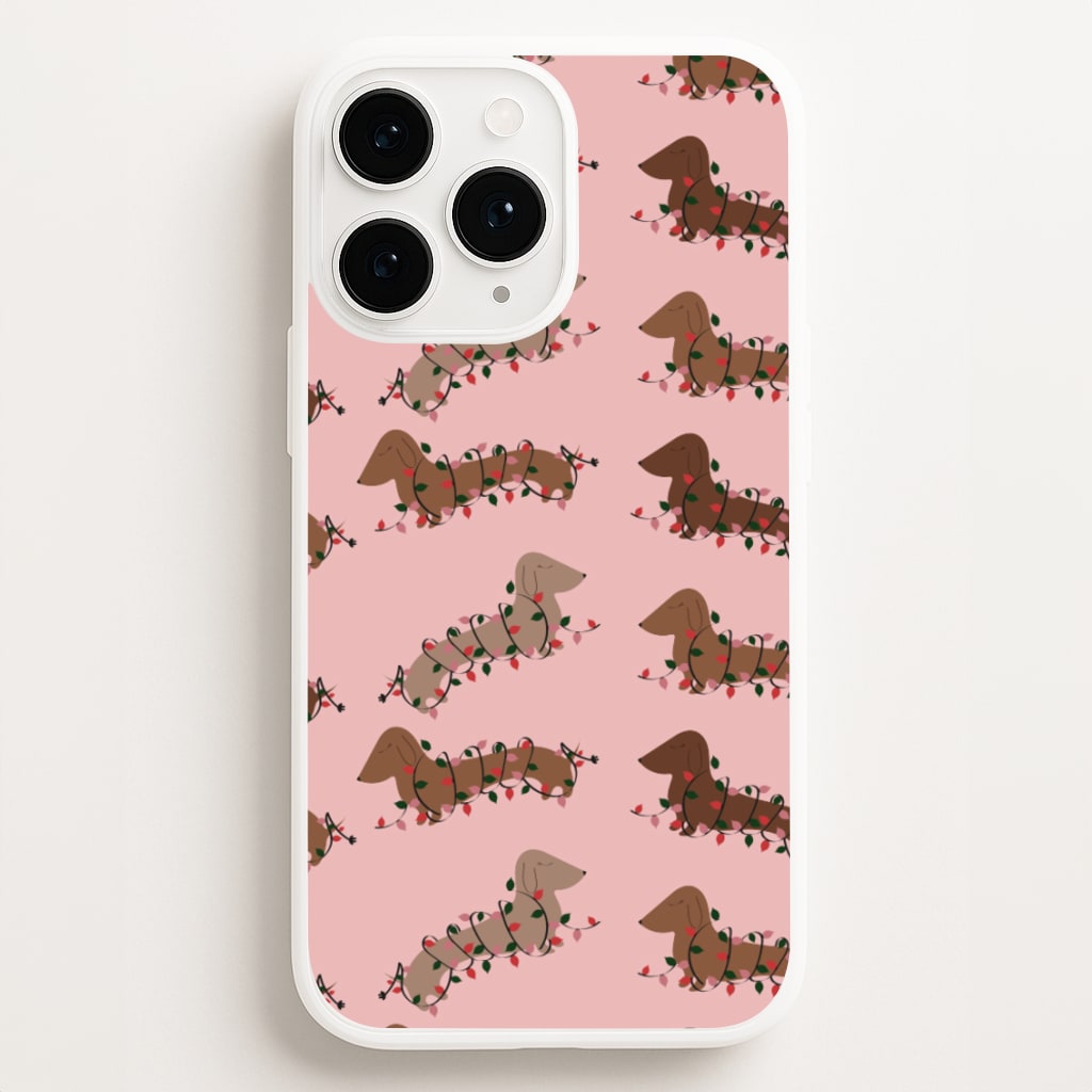 Dachshund Christmas Pattern - Christmas Phone Case for iPhone 16 Pro Max