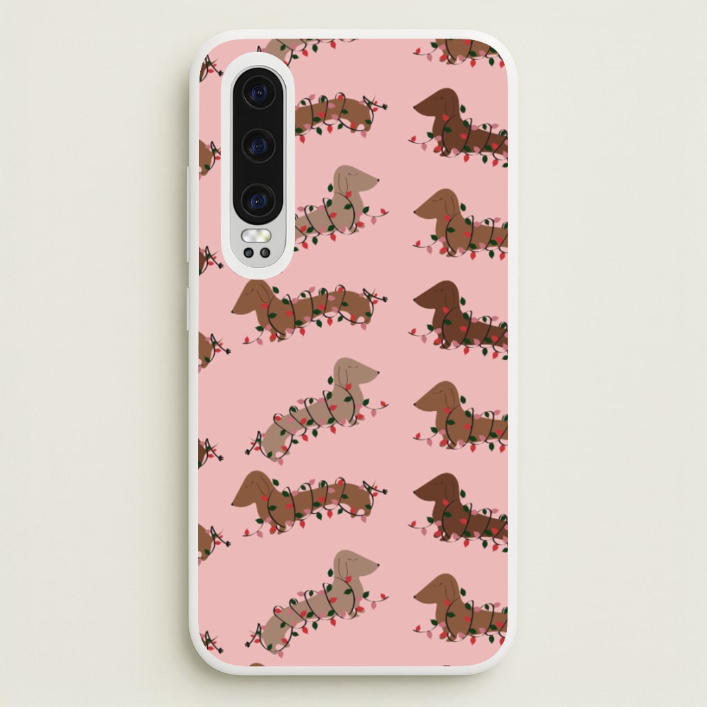 Dachshund Christmas Pattern - Christmas Phone Case for Huawei P30