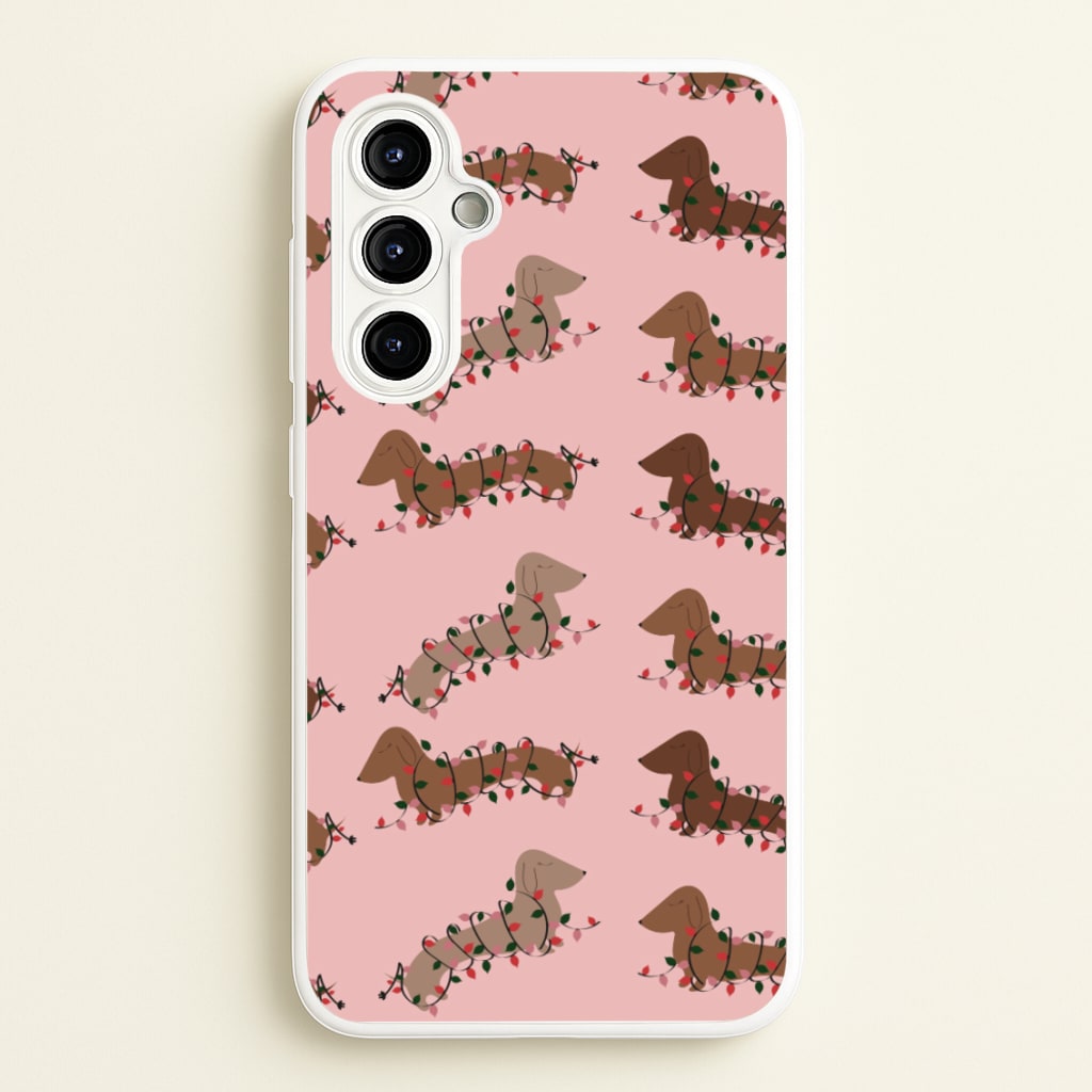 Dachshund Christmas Pattern - Christmas Phone Case for Galaxy A54