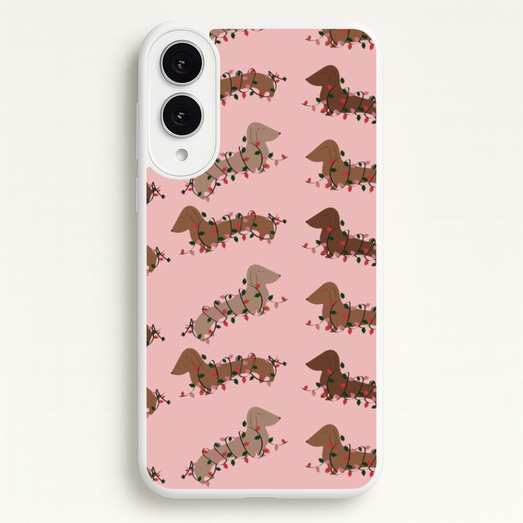 Dachshund Christmas Pattern - Christmas Phone Case for Galaxy S25 Edge