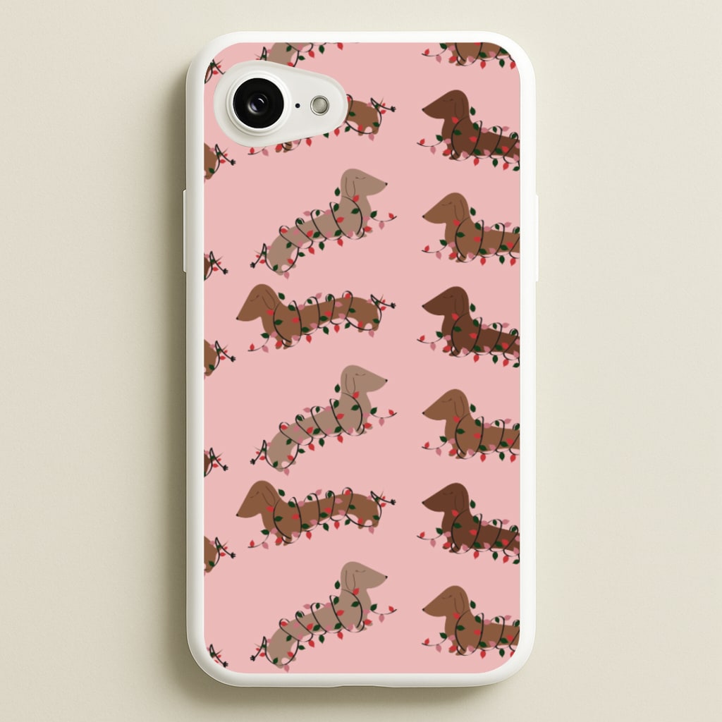 Dachshund Christmas Pattern - Christmas Phone Case for iPhone 16e