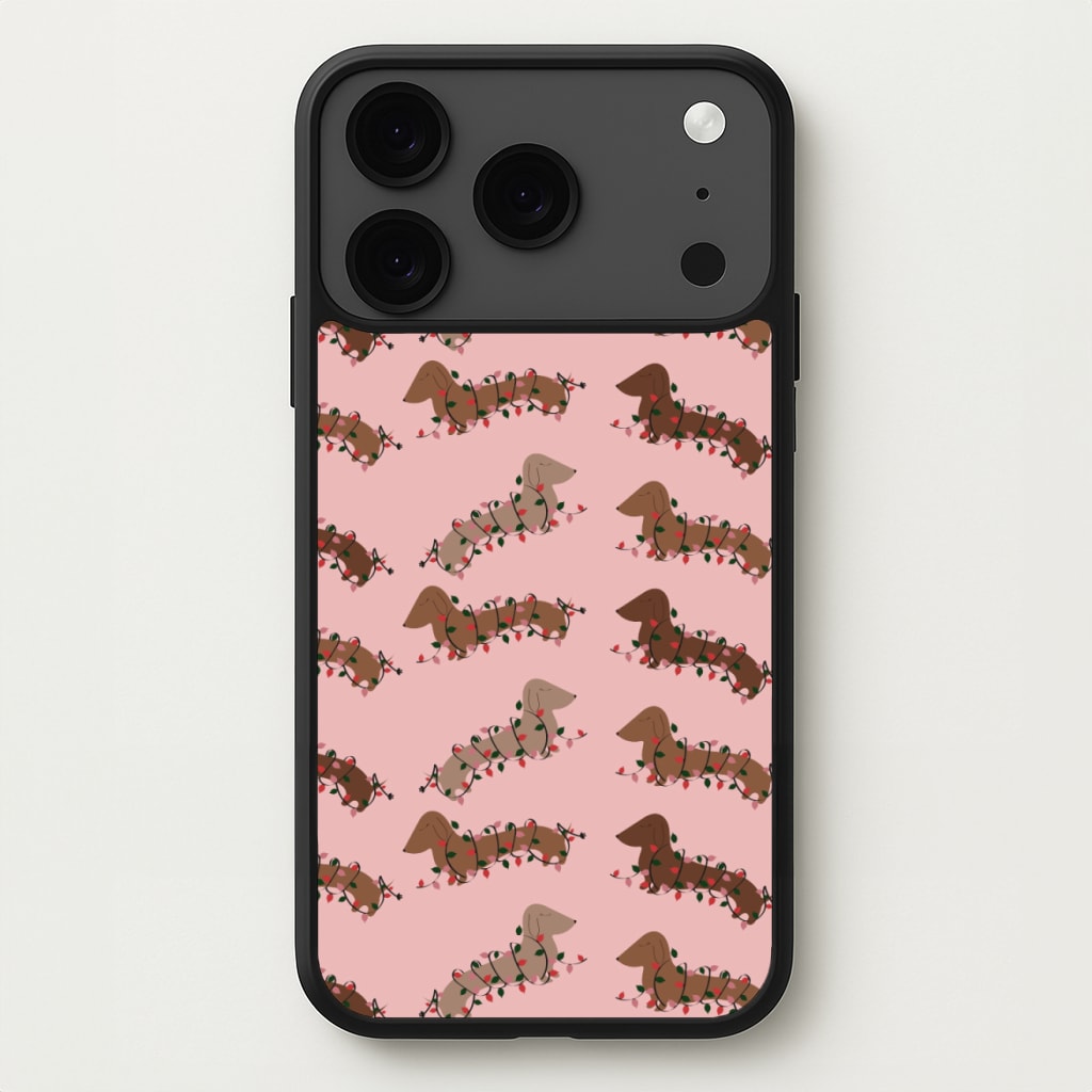 Dachshund Christmas Pattern Phone Case for iPhone 17 Pro Max