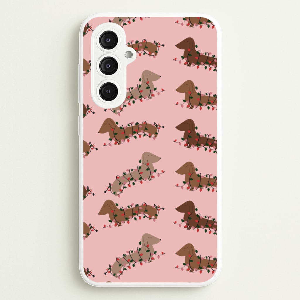 Dachshund Christmas Pattern - Christmas Phone Case for Galaxy S23FE