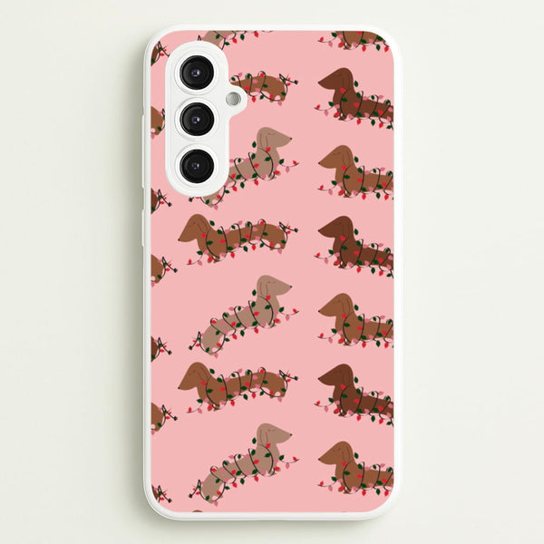 Dachshund Christmas Pattern - Christmas Phone Case for Galaxy S23FE