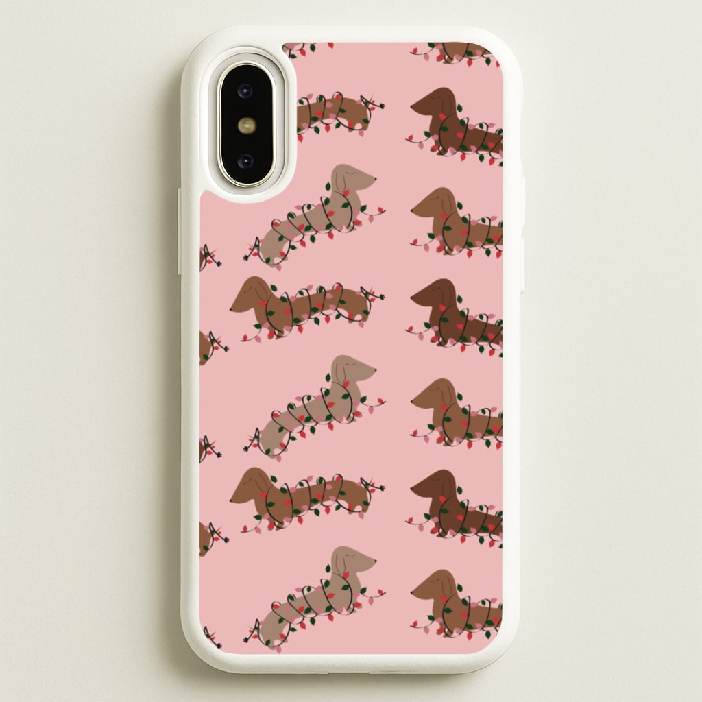 Dachshund Christmas Pattern - Christmas Phone Case for iPhone X / XS