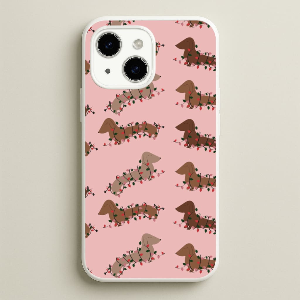 Dachshund Christmas Pattern - Christmas Phone Case for iPhone 14