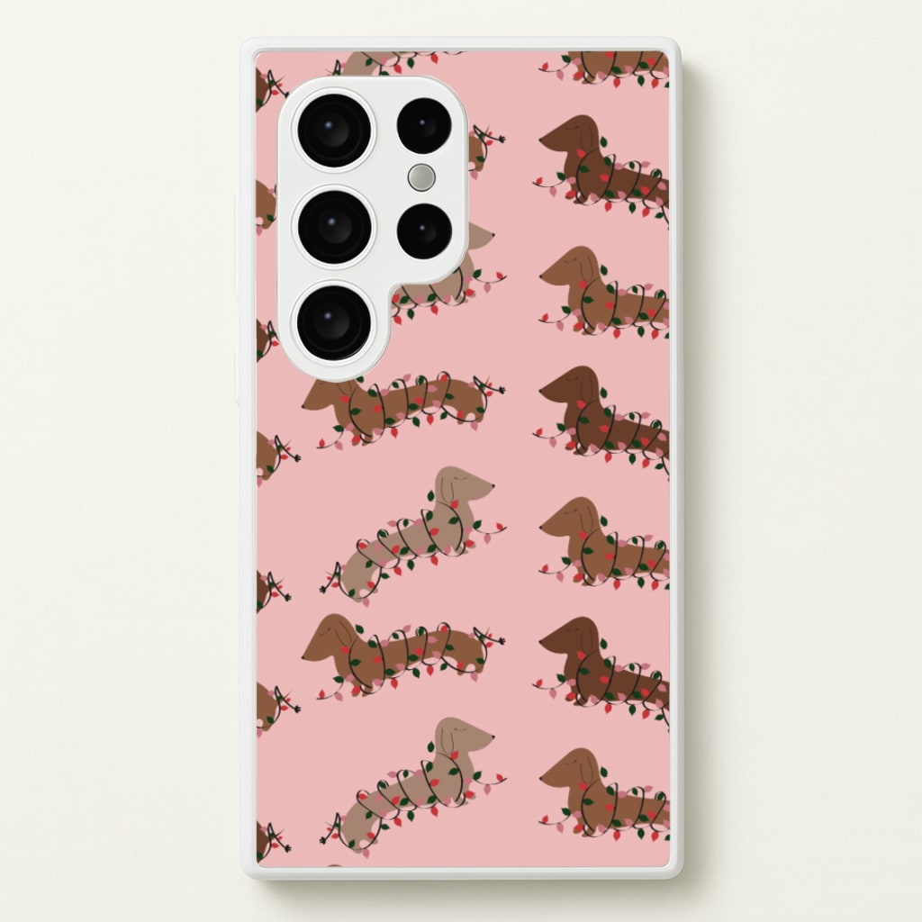 Dachshund Christmas Pattern - Christmas Phone Case for Galaxy S24 Ultra