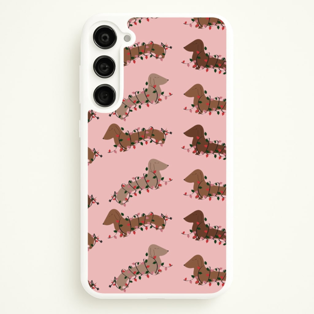 Dachshund Christmas Pattern - Christmas Phone Case for Galaxy S23 Plus