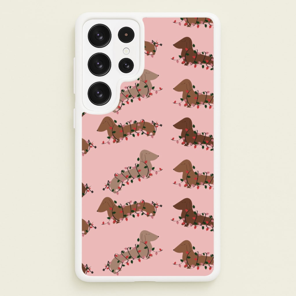 Dachshund Christmas Pattern - Christmas Phone Case for Galaxy S22 Ultra
