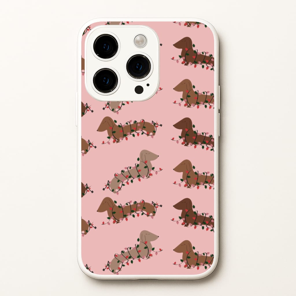 Dachshund Christmas Pattern - Christmas Phone Case for iPhone 15 Pro