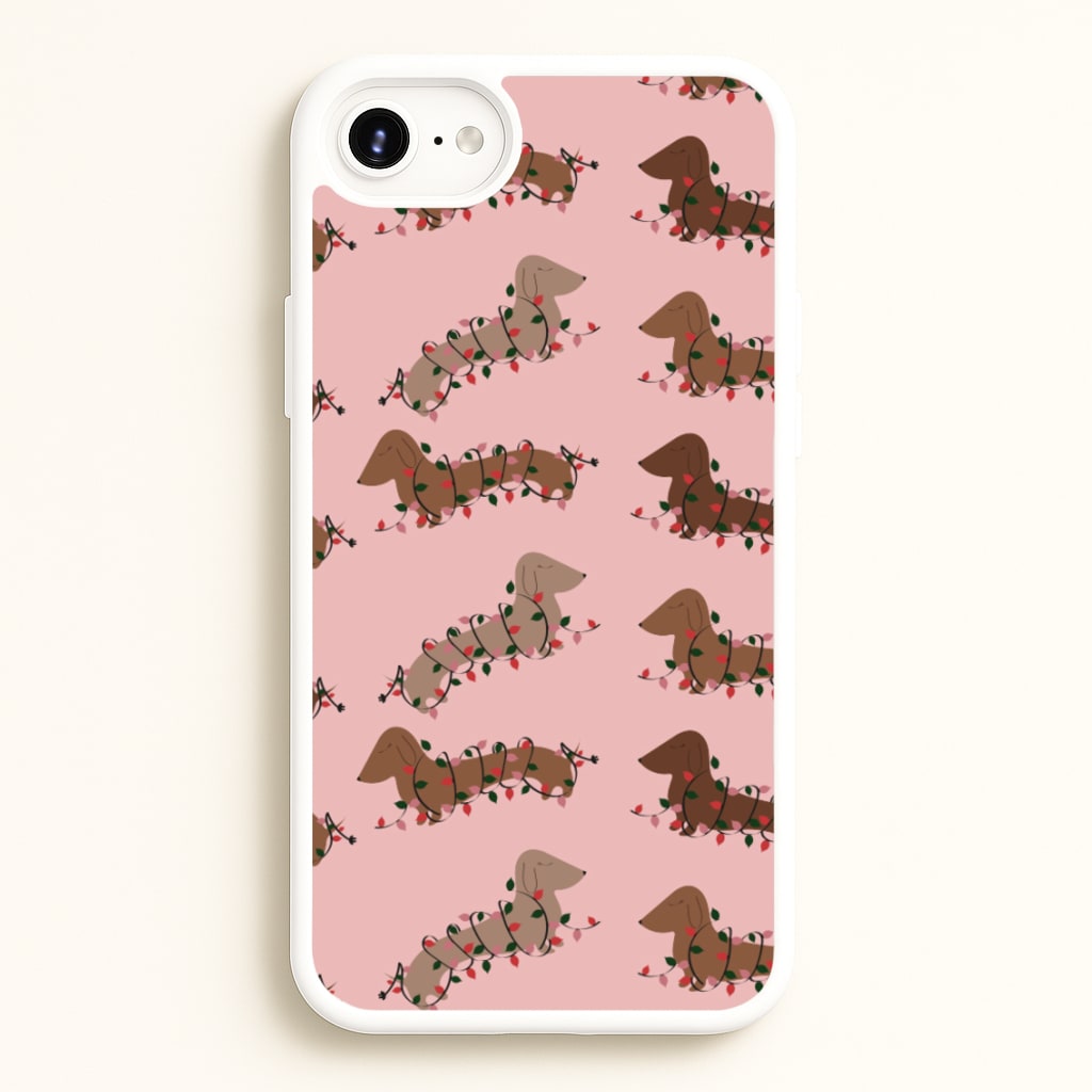 Dachshund Christmas Pattern - Christmas Phone Case for iPhone 6 / 7 / 8 / SE