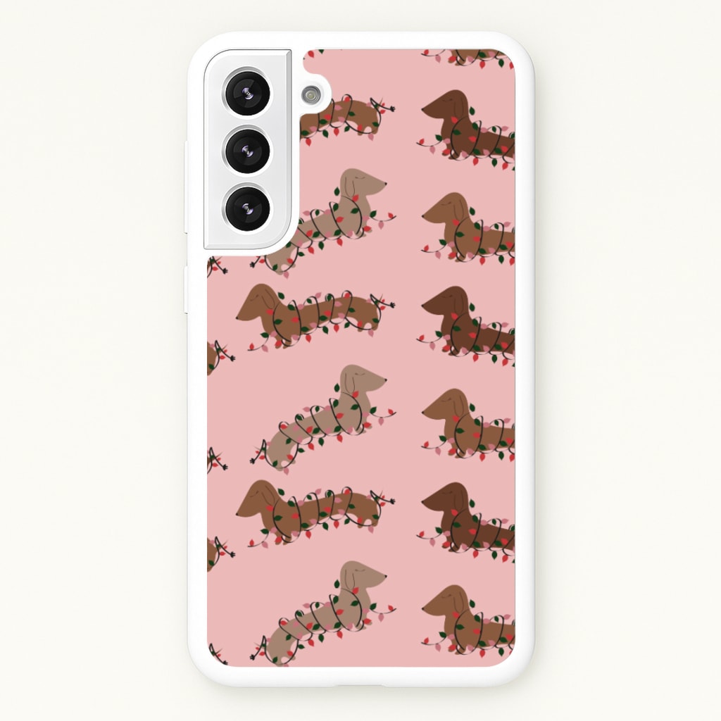 Dachshund Christmas Pattern - Christmas Phone Case for Galaxy S21FE