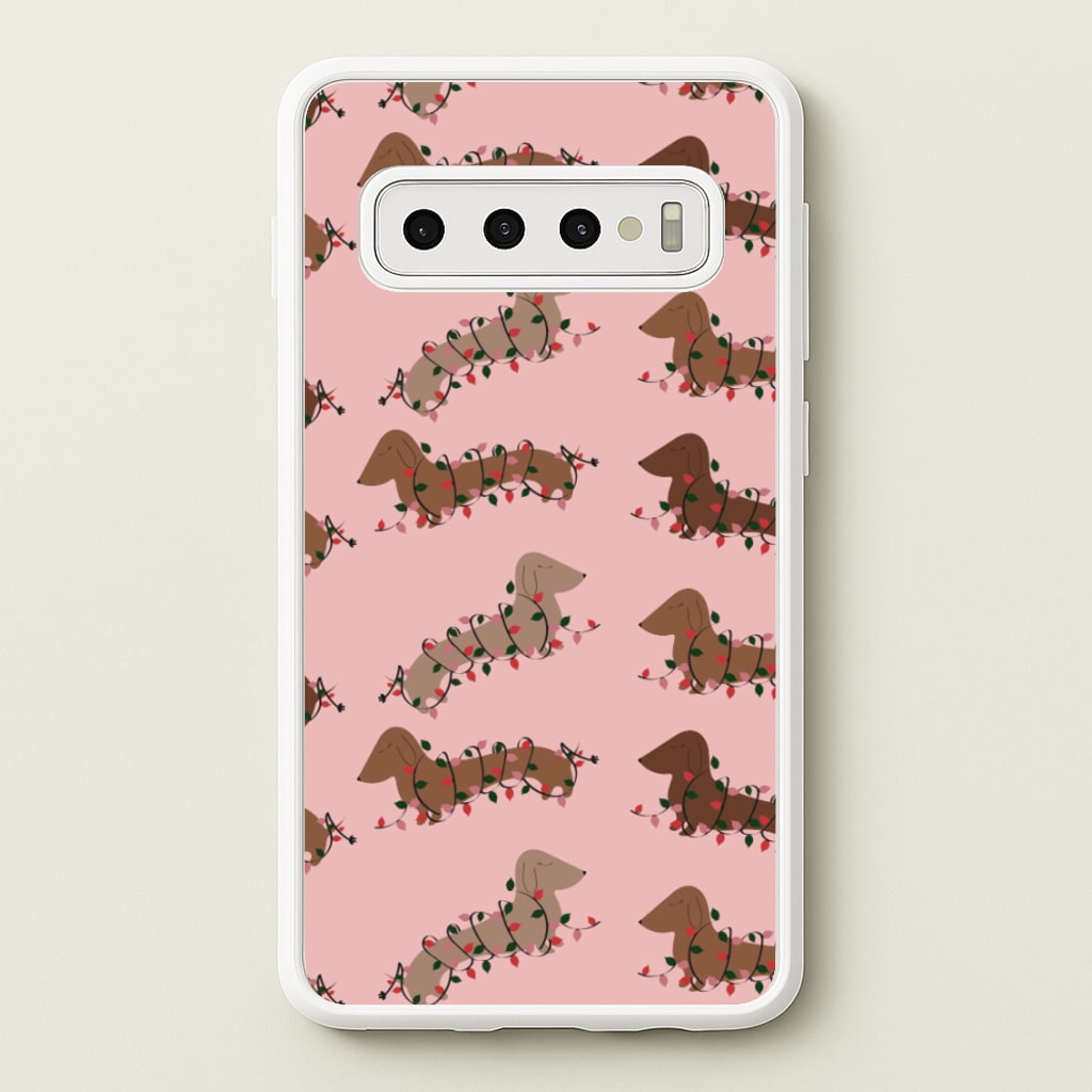 Dachshund Christmas Pattern - Christmas Phone Case for Galaxy S10