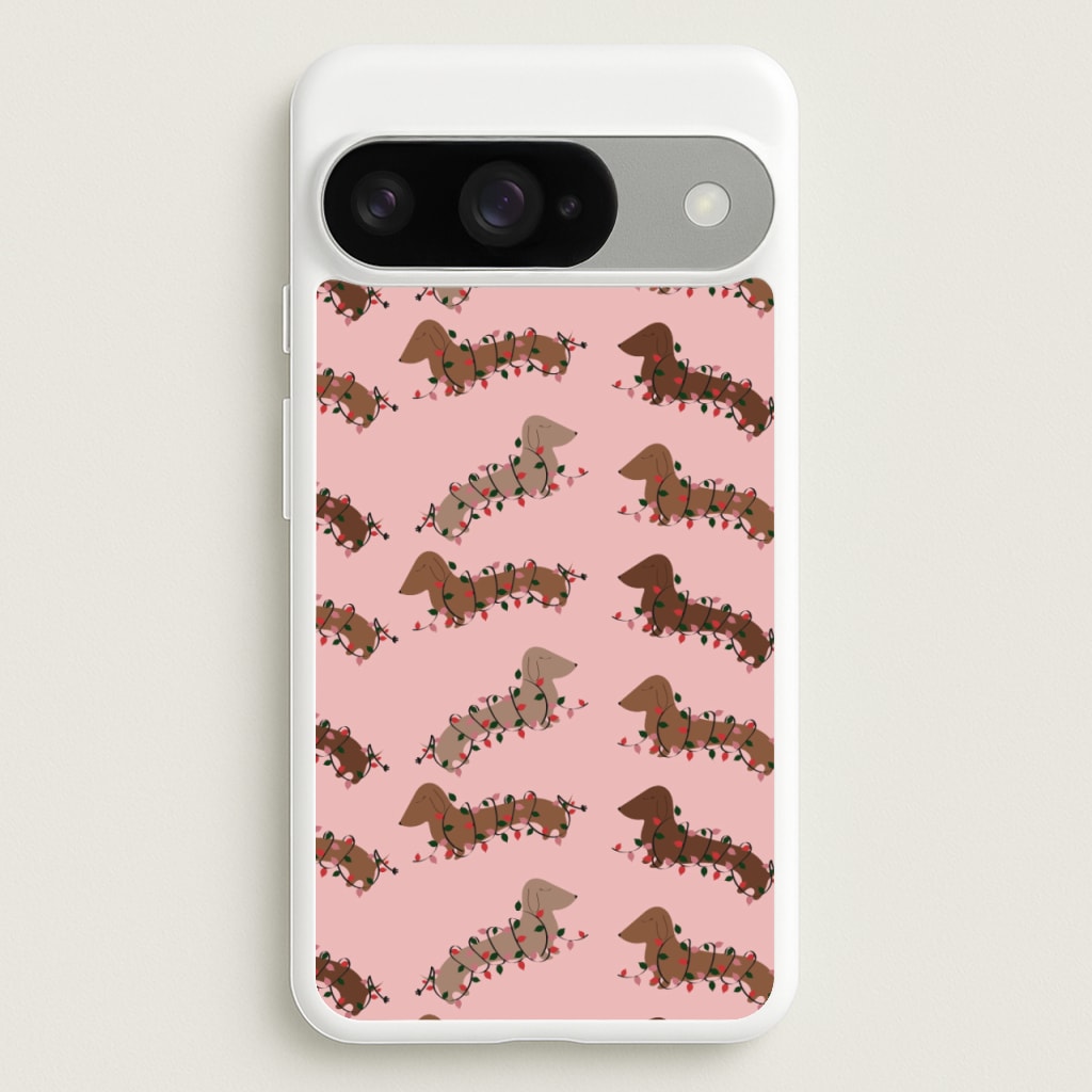 Dachshund Christmas Pattern Phone Case for Google Pixel 10 / 10 Pro