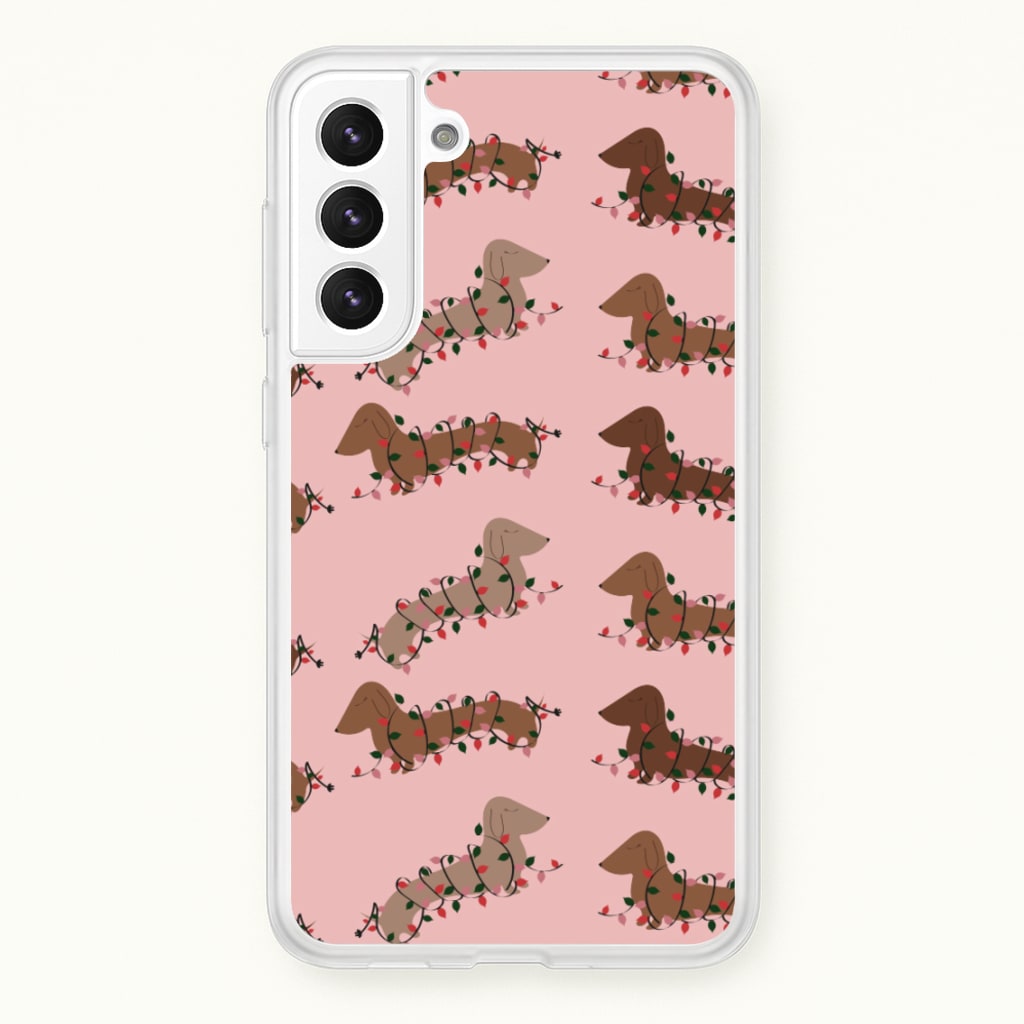 Dachshund Christmas Pattern - Christmas Phone Case for Galaxy S22 Plus