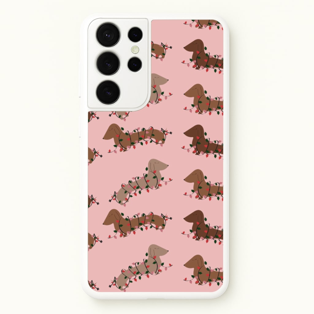 Dachshund Christmas Pattern - Christmas Phone Case for Galaxy S21 Ultra