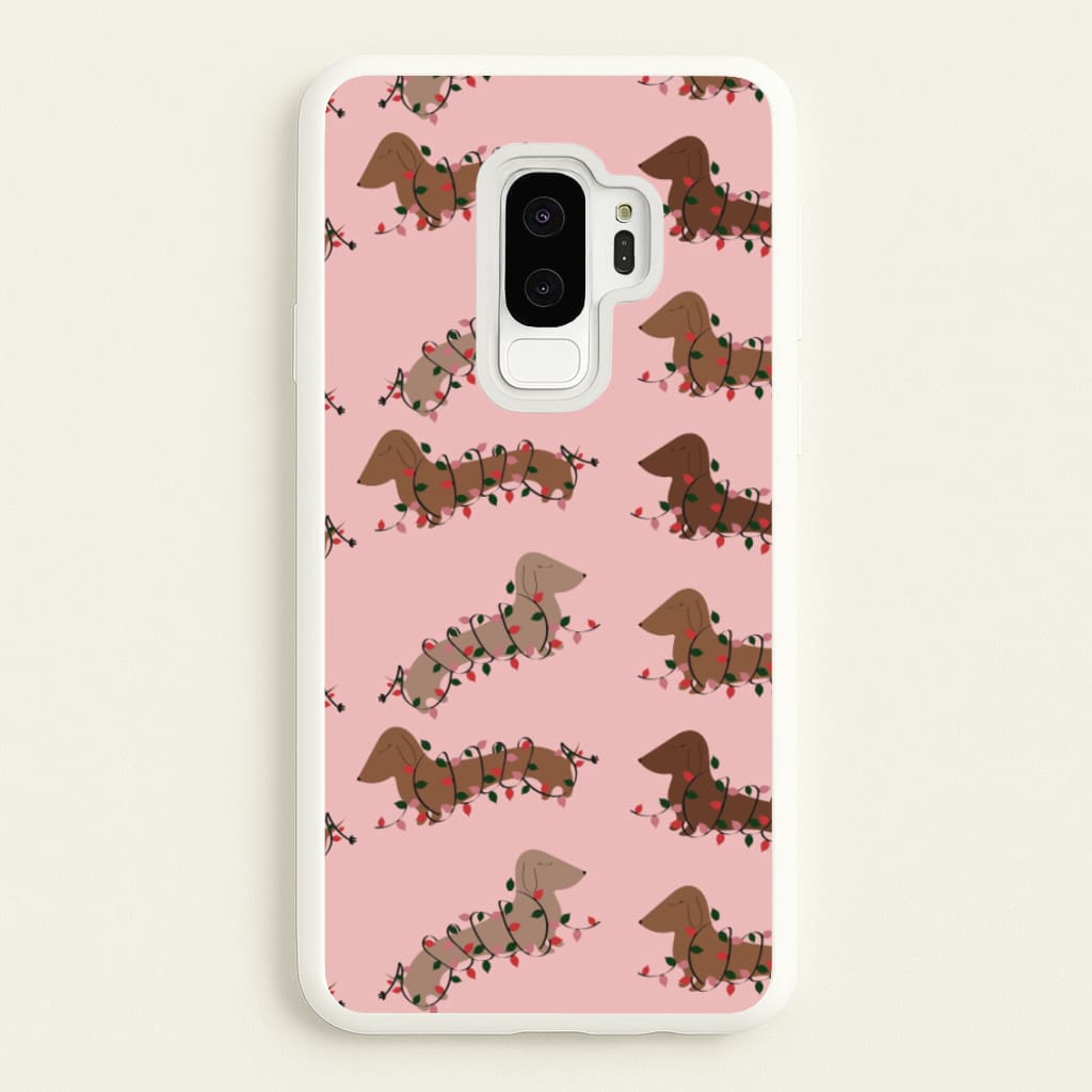 Dachshund Christmas Pattern - Christmas Phone Case for Galaxy S9 Plus