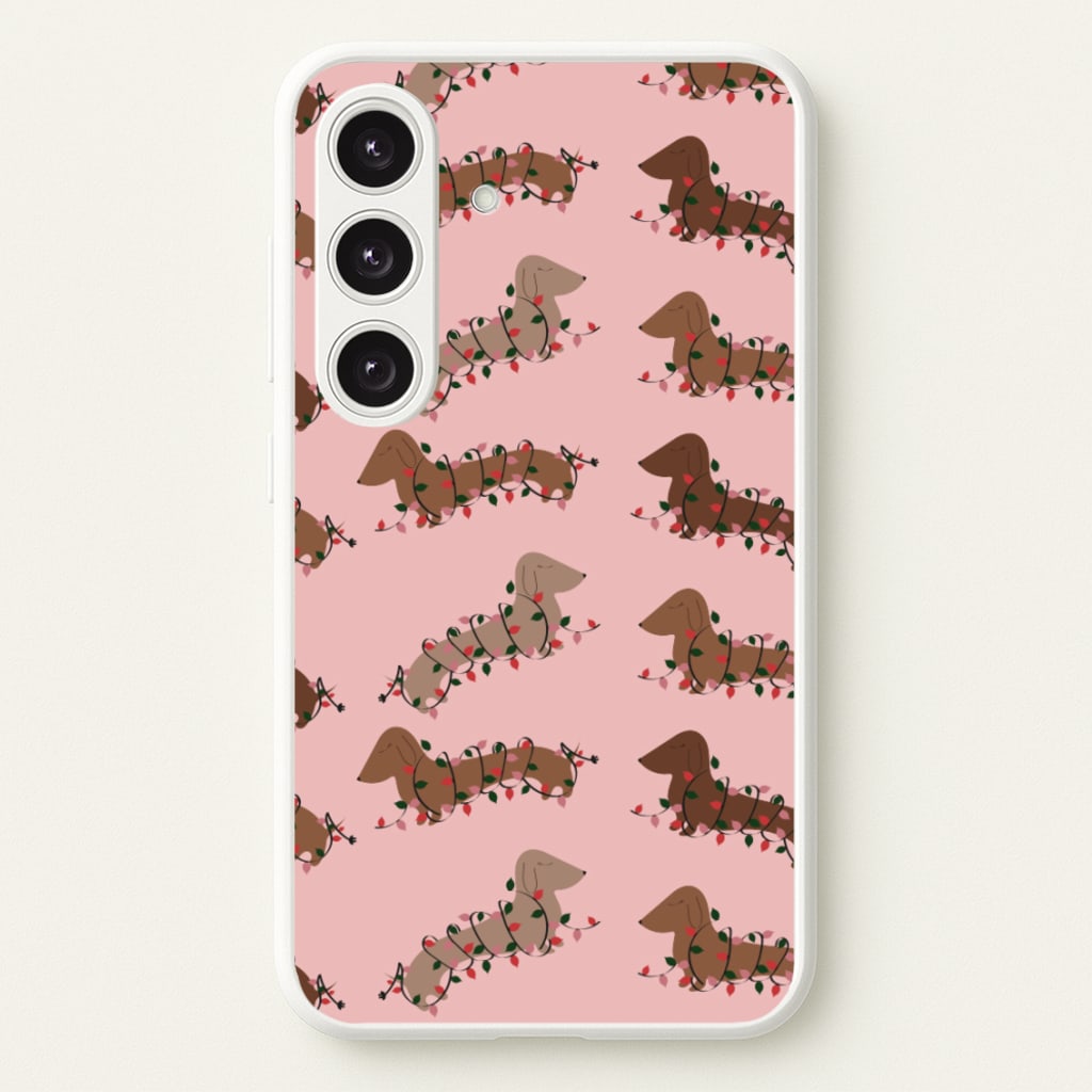 Dachshund Christmas Pattern - Christmas Phone Case for Galaxy S25 Plus