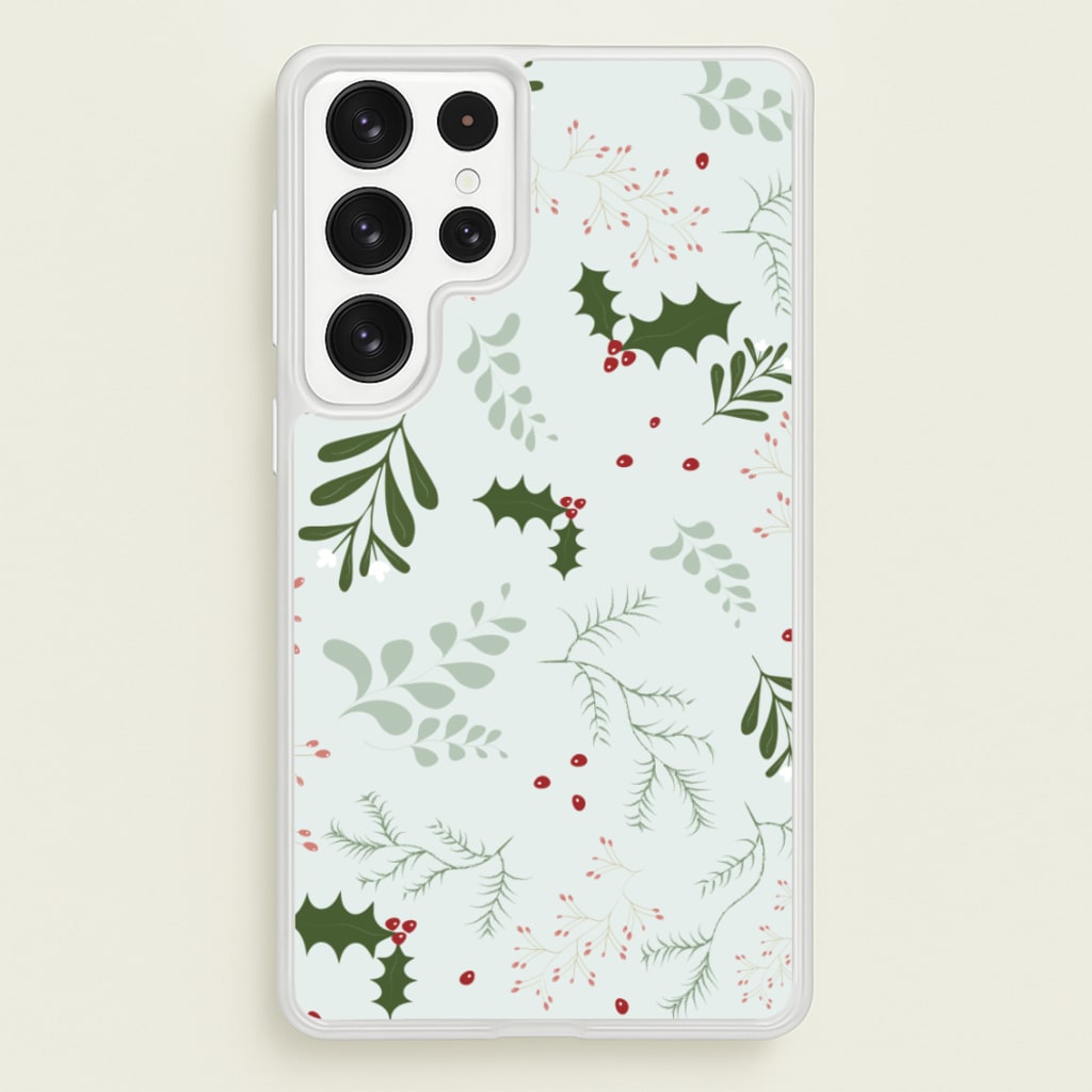 Christmas Floral Pattern - Christmas Phone Case for Galaxy S22 Ultra