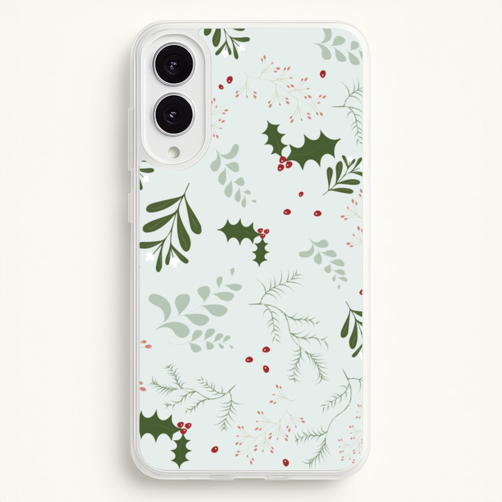 Christmas Floral Pattern - Christmas Phone Case for Galaxy S25 Edge