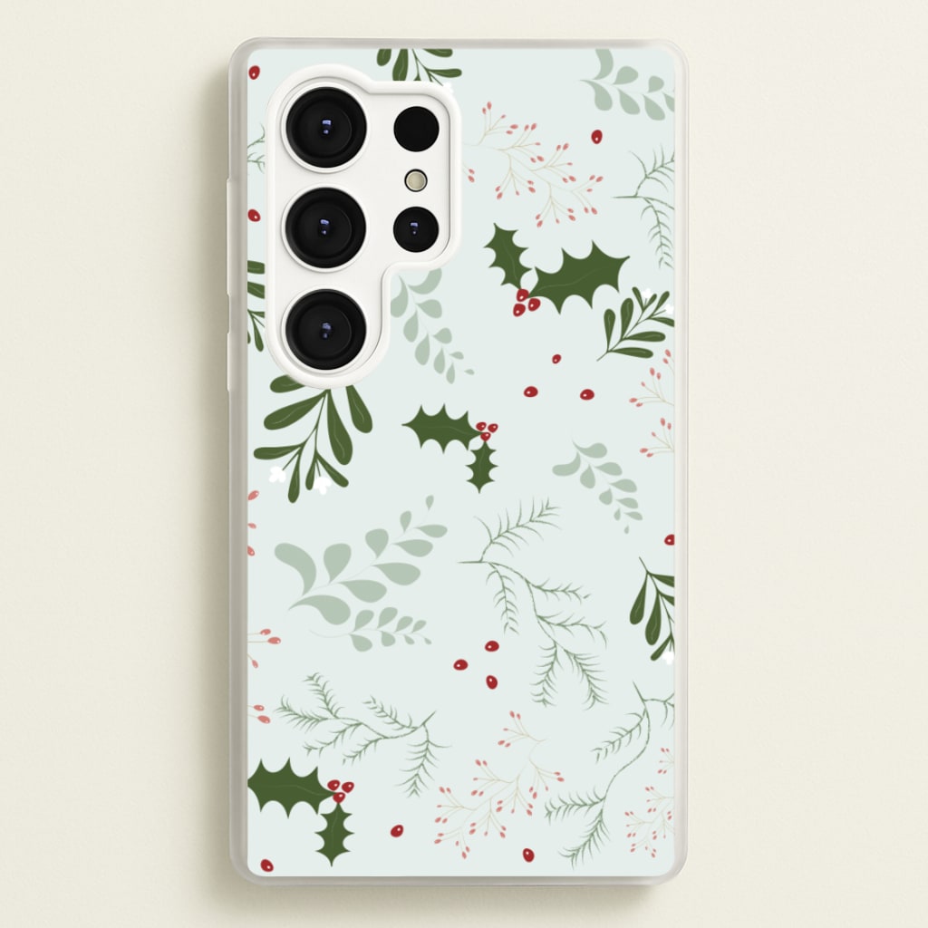 Christmas Floral Pattern - Christmas Phone Case for Galaxy S25 Ultra