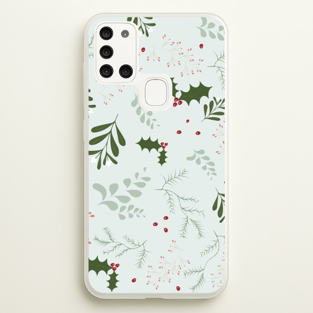 Christmas Floral Pattern - Christmas Phone Case for Galaxy A21s