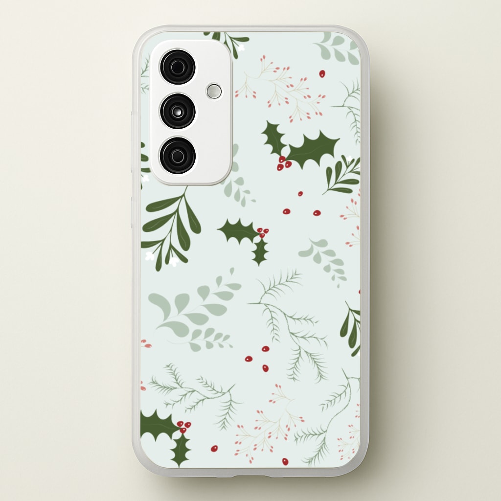Christmas Floral Pattern - Christmas Phone Case for Galaxy A35
