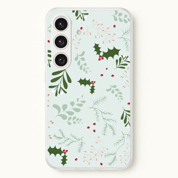 Christmas Floral Pattern - Christmas Phone Case for Galaxy S24FE