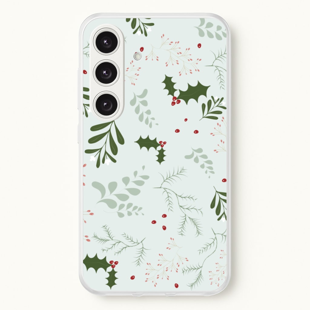 Christmas Floral Pattern - Christmas Phone Case for Galaxy S24 Plus