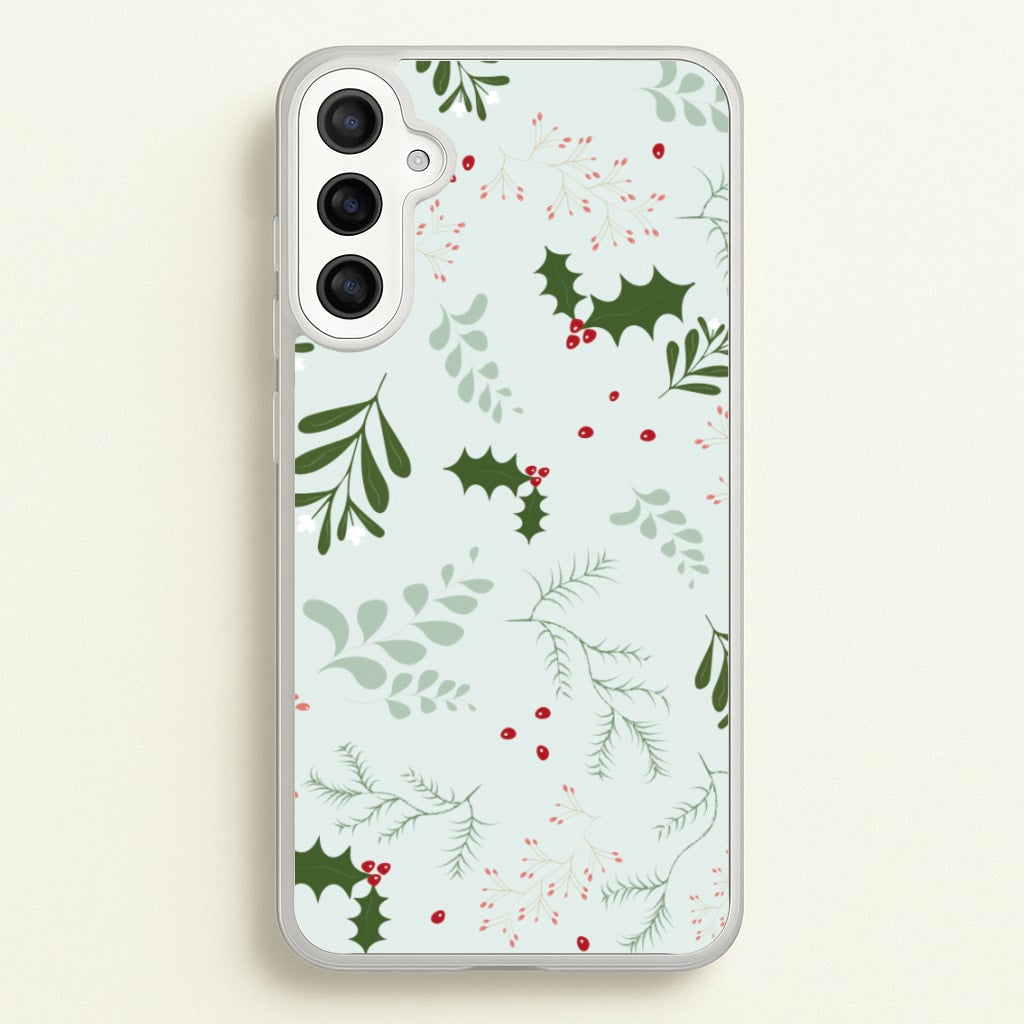 Christmas Floral Pattern - Christmas Phone Case for Galaxy A34