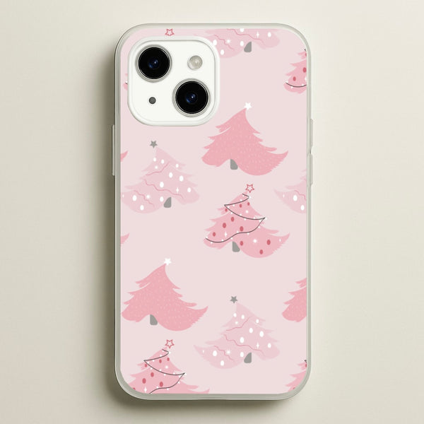 Pink Christmas Tree Pattern - Christmas Phone Case for iPhone 14 Plus