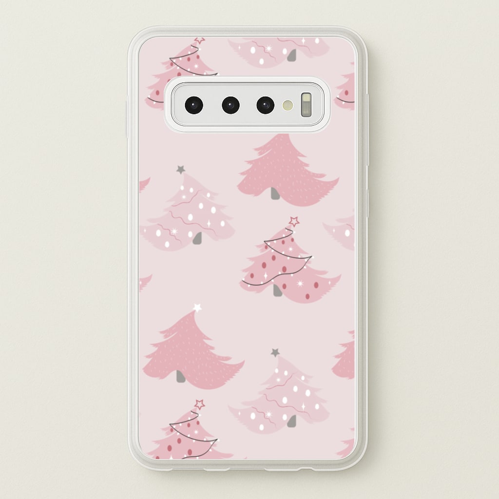 Pink Christmas Tree Pattern - Christmas Phone Case for Galaxy S10