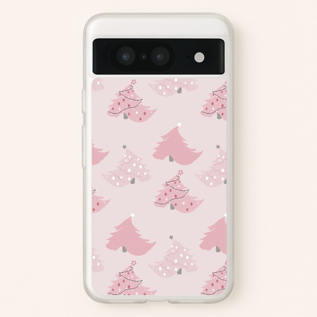 Pink Christmas Tree Pattern - Christmas Phone Case for Google Pixel 8