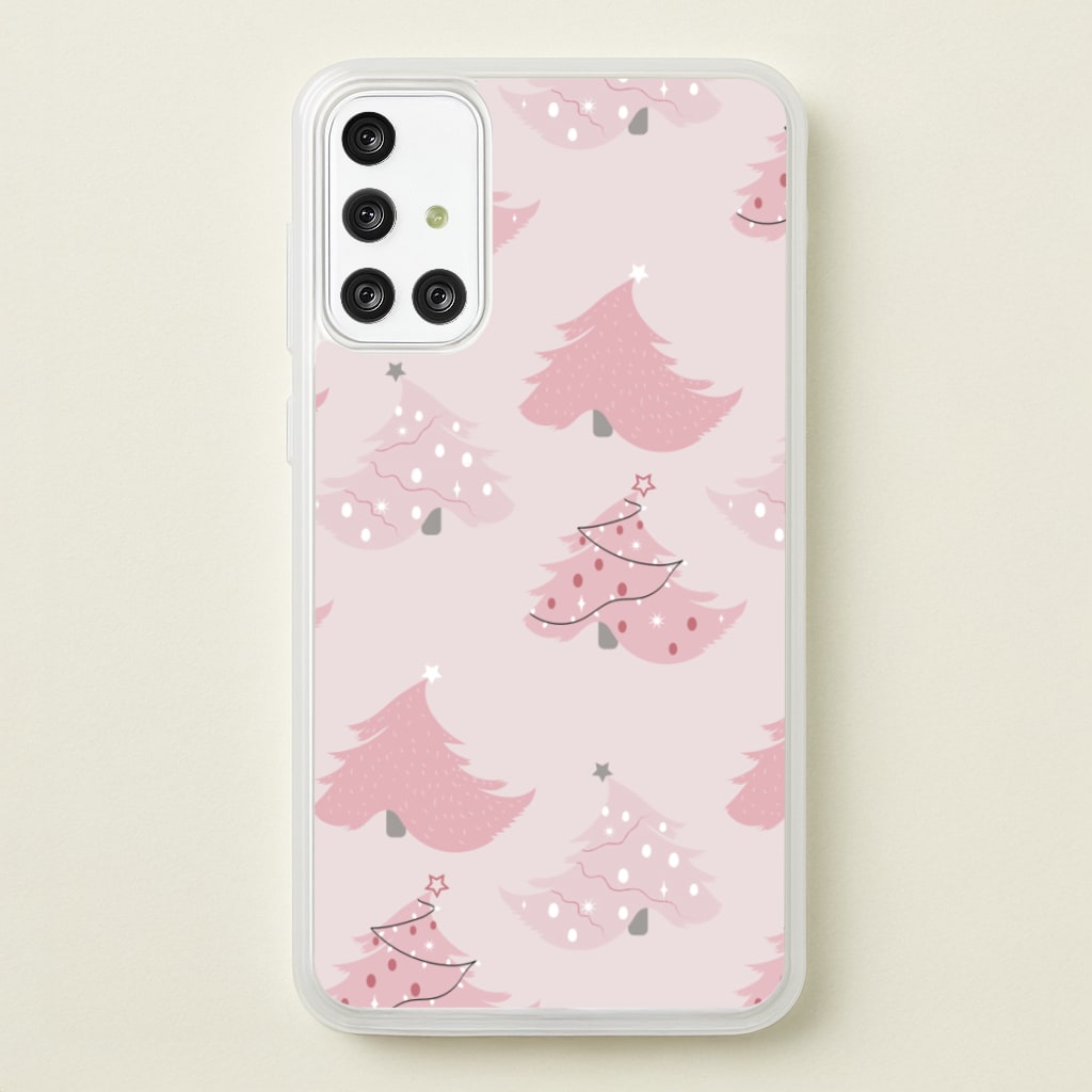 Pink Christmas Tree Pattern - Christmas Phone Case for Galaxy A71
