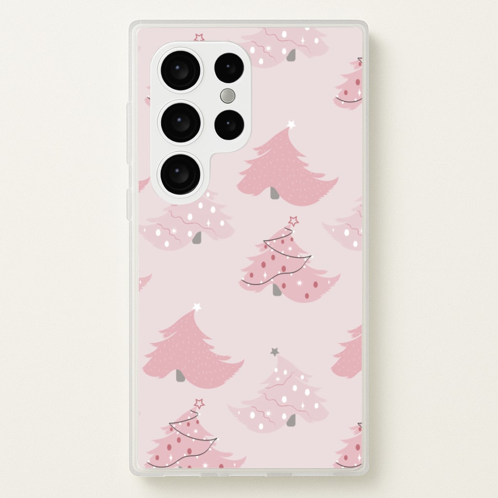 Pink Christmas Tree Pattern - Christmas Phone Case for Galaxy S24 Ultra
