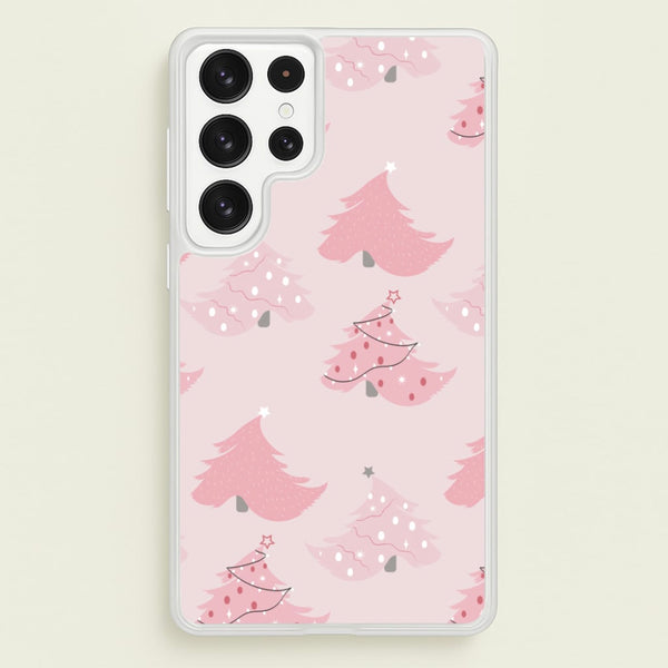 Pink Christmas Tree Pattern - Christmas Phone Case for Galaxy S23 Ultra