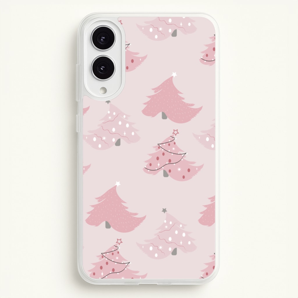 Pink Christmas Tree Pattern - Christmas Phone Case for Galaxy S25 Edge