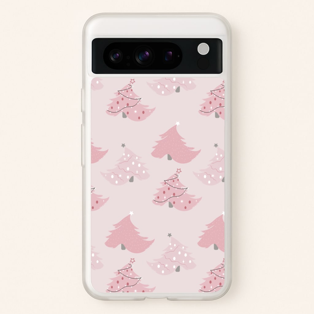 Pink Christmas Tree Pattern - Christmas Phone Case for Google Pixel 8 Pro