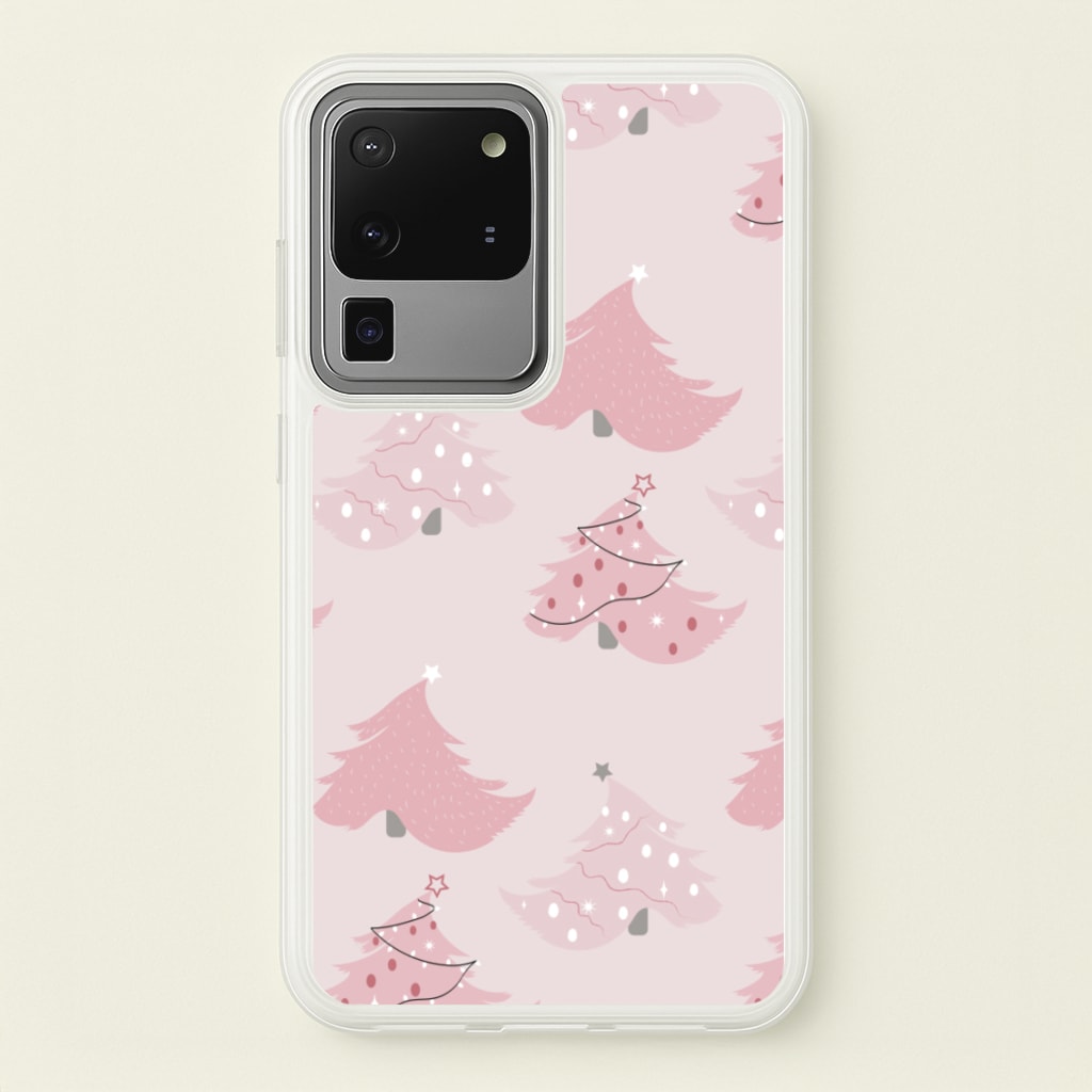 Pink Christmas Tree Pattern - Christmas Phone Case for Galaxy S20 Ultra