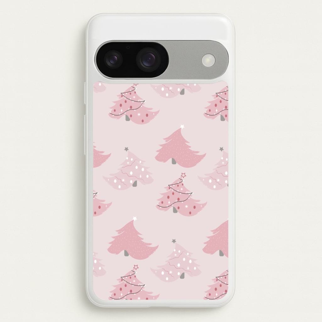 Pink Christmas Tree Pattern - Christmas Phone Case for Google Pixel 9 / 9 Pro