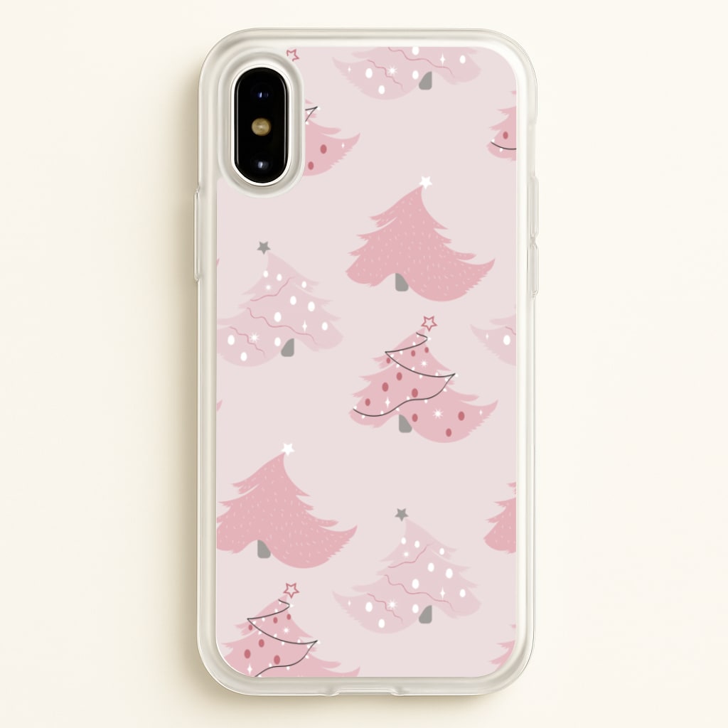 Pink Christmas Tree Pattern - Christmas Phone Case for iPhone X / XS