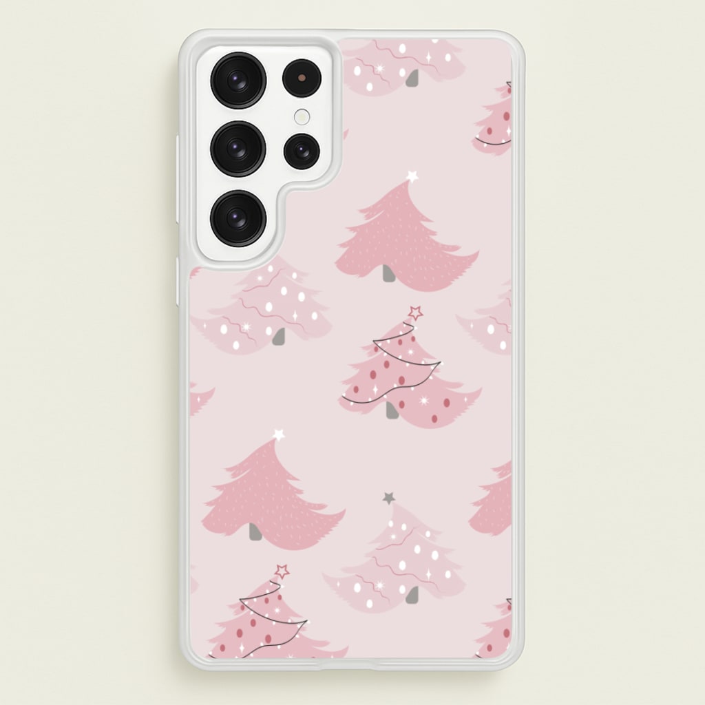 Pink Christmas Tree Pattern - Christmas Phone Case for Galaxy S22 Ultra